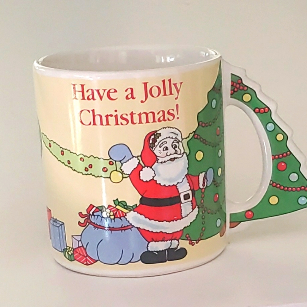 Russ "Have A Jolly Christmas" Santa, Tree and Elf Holiday Coffee or Tea Mug - Picture 1 of 10